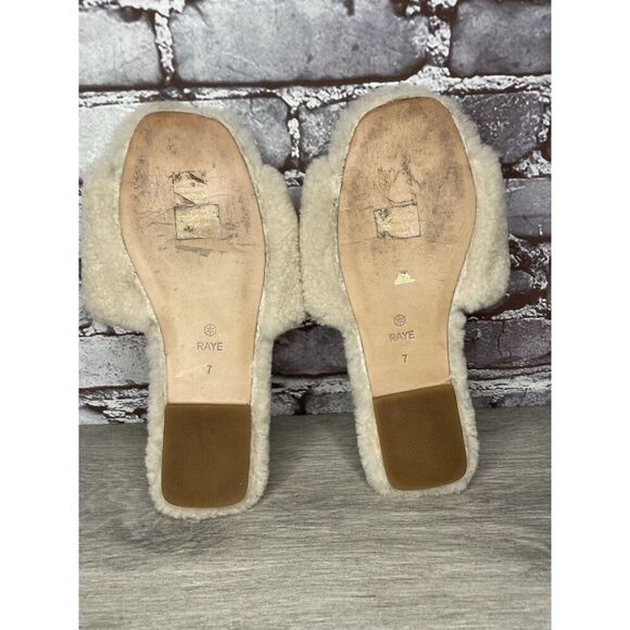 Raye Sherp Ivory Cream Faux Fur Slippers Casual Sandals Women’s Sz 7M US/38EU - Picture 8 of 16
